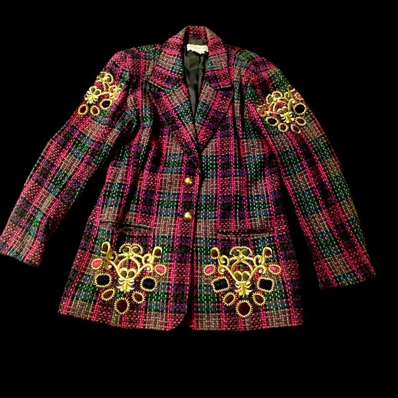 Vintage Adam Douglass Adrianna Papell BlazerJacket Embellished Sequin Rhinestone - Picture 2 of 11